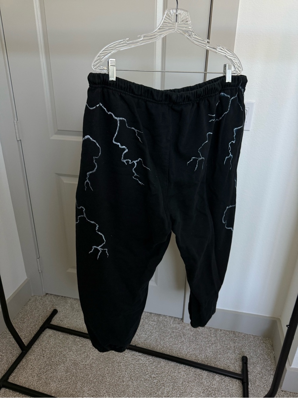 Darc Sport Black Sweatpants with White Lightning Graphics - Picture 4 of 5